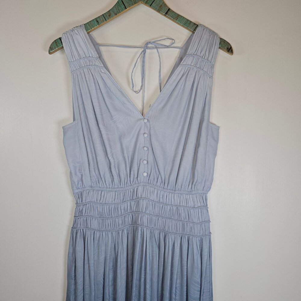 Current Air Los Angeles Lined Silky Ombre Blue Floral Grecian Summer Dress, Sz S - Picture 3 of 11